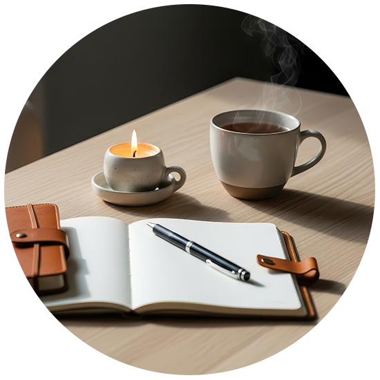 Notizbuch und Stift – Sankalpa als kurzer Vorsatz beim Yoga Nidra